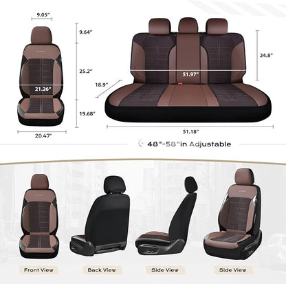 Coverado Air Mesh Seat Cover, Car Seat Cover Rear Seats, 3D Breathable Seat Protectors Sports Carbon Fiber Design Airbag Compatible Comfort Universal for Most Cars, Van,Trucks, SUV, Brown
