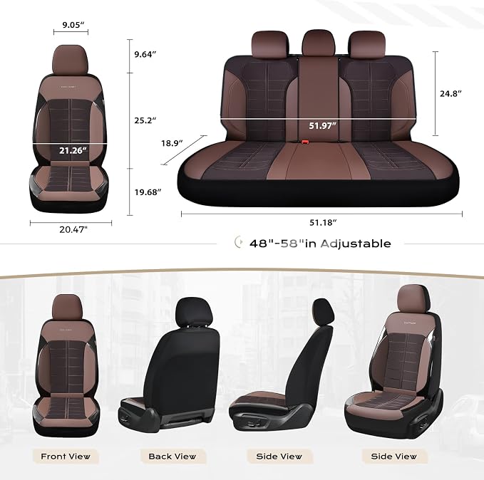 Coverado Air Mesh Seat Cover, Car Seat Cover Front Seats, 3D Breathable Seat Protectors Sports Carbon Fiber Design Airbag Compatible Comfort Universal for Most Cars, Van,Trucks, SUV, Brown