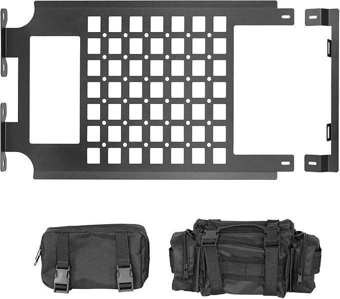 Hooke Road JL Overhead MOLLE Panel Inside Roof Storage Rack for 2018-2026 Jeep Wrangler JL & Gladiator JT 2/4 Doors Hardtop Only, Include 2 MOLLE Pouches Bags
