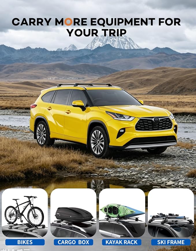 Wonderdriver Lockable Roof Rack Cross Bars 260lbs Fit for Toyota Highlander 2020-2026 XLE Limited Platinum Hybrid, Aluminum Crossbars Rooftop Luggage (Not for Grand Highlander)