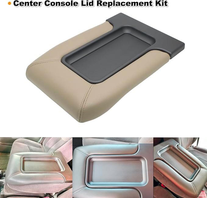 NHILES Center Console Lid Replacement Kit for 1999 2000 2001 2002 2003 2004 2005 2006 2007 Silverado/Avalanche/Suburban/Sierra/Yukon Replaces Number 19127364, 19127365, 19127366 (Beige)