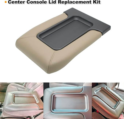 NHILES Center Console Lid Replacement Kit for 1999 2000 2001 2002 2003 2004 2005 2006 2007 Silverado/Avalanche/Suburban/Sierra/Yukon Replaces Number 19127364, 19127365, 19127366 (Beige)
