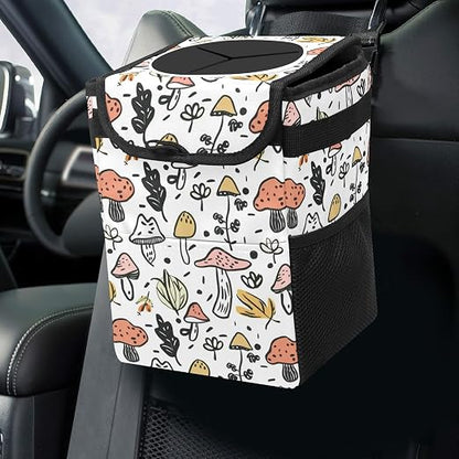 Car Trash Can – Multi-Purpose, Lightweight and Portable with Durable Water-Resistant Coating, No Installation Required, Practical and Ample Capacity, Variety of Colors.Mushroom