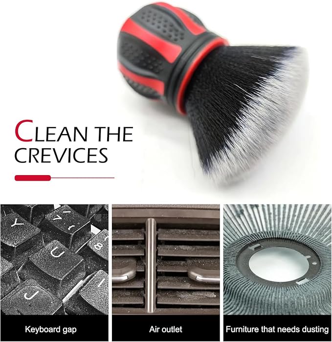 1 PC Car Detail Brush, Spherical Ultra Soft Detailing Brush, Spherical Detail Brush with Storage Rack, Universal Car Cleaning Tools, for Most Cars, Trucks, SUVs (Red)