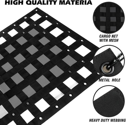 Cargo Net for Pickup Truck Bed 2.3' x 3.9' Heavy Duty Adjustable Truck Bed Cargo Nets with Metal Cam Buckles & Hooks Rope