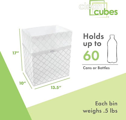 Clean Cubes 13 Gallon Disposable Pop-Up Trash Cans (6-Pack) with Fitted Bags – Foldable Garbage & Recycling Bins for Parties, Events & Kitchen (Trellis, 17" H x 13.5" W x 10" D)