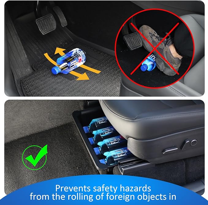 GEEDAR Under Seat Storage Box Organizer for Tesla Model Y (1 pack), Upgraded ABS + TPE Double Layer Hidden Storage Box, Washable Underseat Storage Organizer fit Tesla Model Y Accessories 2021-2024