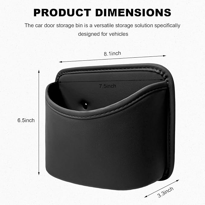 Car Trash Can, Clip On Garbage Organizer Multifunctional Car Door Hanging Container, Waterproof Leather Trash Bin Universal Interior Storage Box for Vehicle Home Office (Black)