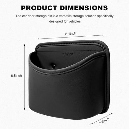 Car Trash Can, Clip On Garbage Organizer Multifunctional Car Door Hanging Container, Waterproof Leather Trash Bin Universal Interior Storage Box for Vehicle Home Office (Black)