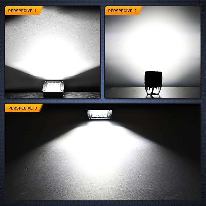 Nilight 4PCS LED Pods 3Inch 42W LED Cubes Upgraded Spot Flood Combo Driving Backup Reverse Light Bar w/Off Road Wiring Harness Kit -4 Leads for Pickup Car Trucks ATV UTV SUV, 2 Years Warranty