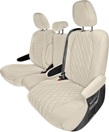 FH Group Custom Fit Car Seat Covers Specifically Made for Toyota Sienna 2011-2020, Car Seat Cover 2nd Row Set, 8 Seater Automotive Seat Covers in Solid Beige Neoprene, Waterproof and Washable