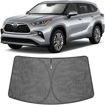 Proadsy Windshield Sun Shade Custom Fit Toyota Highlander 2020-2026 Ice Crystal Black Front Window Sunshade UV and Heat Blocker Foldable Visor Keeps Car Cooler for Summer Parking and Daily Use