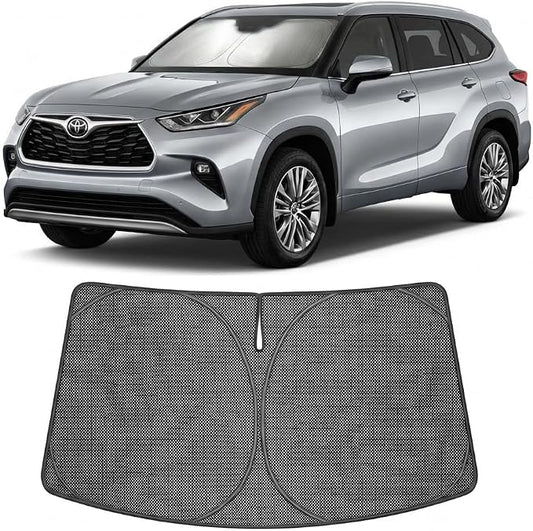 Proadsy Windshield Sun Shade Custom Fit Toyota Highlander 2020-2026 Ice Crystal Black Front Window Sunshade UV and Heat Blocker Foldable Visor Keeps Car Cooler for Summer Parking and Daily Use