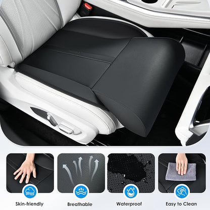 FLORICH Car Seat Extender Leg Support Cushion for Driver Seats Office Chair, Leather Widened seat Cushion for Long Drivers Universal Car Seat Cushion Legs Rest Pads-Black