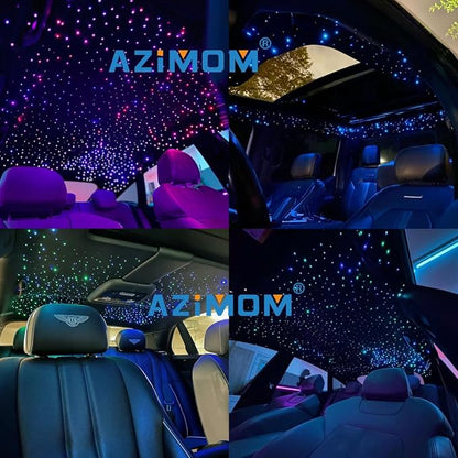 AZIMOM Dual Color 20W Twinkle 1000pcs Fiber Optic Starlight Headliner Kits 0.03in 13.1ft Fiber Strands End Glow Sound Activated Remote APP Control RGBW Light Source Home Ceiling Car Headliner Décor