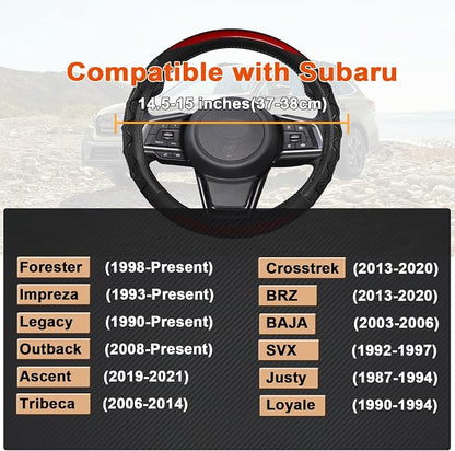 GIANT PANDA Steering Wheel Cover for Subaru Forester, Car Steering Wheel Cover for Subaru Outback and Crosstrek - Red