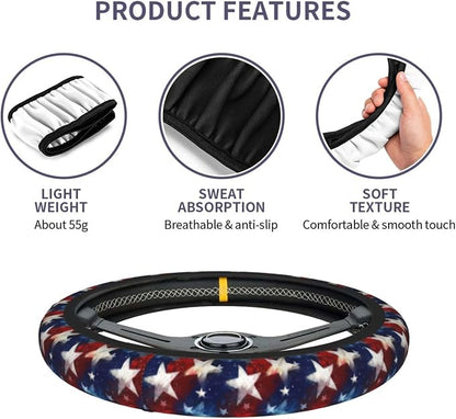4th of July Steering Wheel Covers Non Slip Neoprene Universal 15 Inch Steering Wheel Protector Car Cover for Men Women