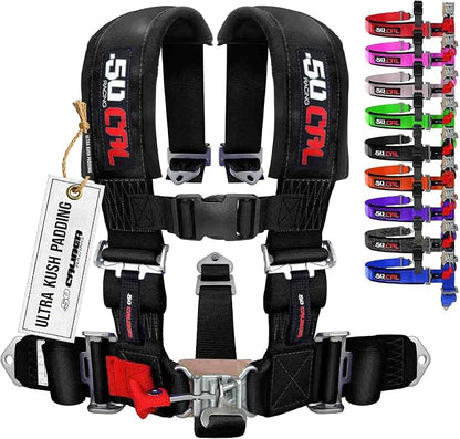 1pc Black 5 Point Harness for Bucket Seat, Latch Release, 9 Color Options, Racing Harness 5 point, Race Car, UTV, RZR [6009]