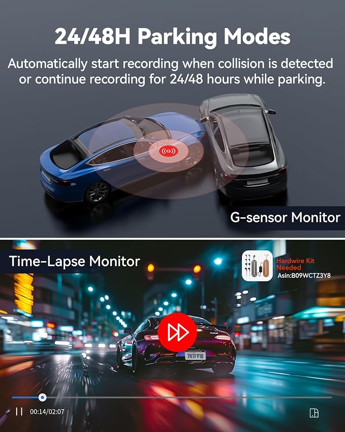 REDTIGER F9 Dash Cam 4K Front and Rear 1080P, 5.8GHz WiFi GPS Car Camera with APP Control, Dual Dash Camera for Cars, Loop Recording, WDR Night Vision, Parking Mode(SD Card Not Included)