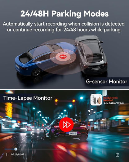 REDTIGER F9 & Acc Hardwire Kit, Dash Cam 4K Front and Rear 1080P, 5.8GHz WiFi GPS Car Camera with APP Control, Dual Dash Camera for Cars, Loop Recording(SD Card Not Included)