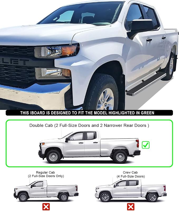APS 304 Stainless Steel Polished 5in Side Steps Compatible with Silverado Sierra 1500 2019-2026 Extended Cab & 2500 3500 2020-2026 (Exclude 19 1500 LD)(Silverado 1500 LTD Sierra 1500 LD 2022)