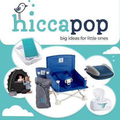 Hiccapop OmniBoost Travel Booster Seat with Tray for Baby | Folding Portable Baby Booster Seat for Dining Table, Camping, Beach, Grandma’s | Tip-Free Design Straps to Kitchen Chairs - Booster Chair