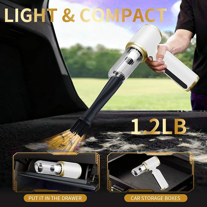 2 in 1 Handheld Car Vacuum Portable Cordless, 2 Speed Handheld Vacuum 20000PA High Power Air Blower & Pump & Air Duster, Mini Hand Held Vacuum Rechargeable for Home, Car, Office, Pet Hair
