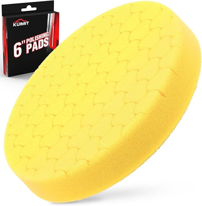 Yellow Polish Pad, Buffing Polishing Pads, 1Pc 6.5 Inch Face for 6 Inch 150mm Backing Plate Compound Buffing Sponge Pads for Car Buffer Polisher Compounding, Polishing and Waxing