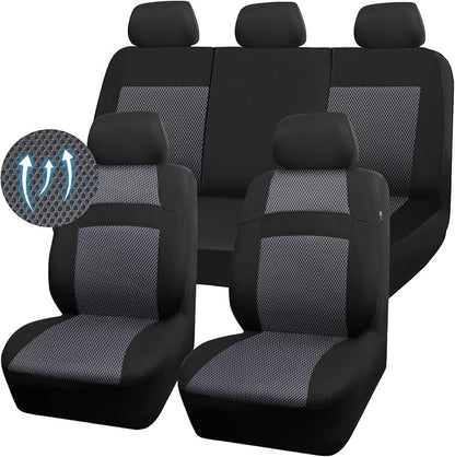 CAR PASS 3D Air Mesh Seat Cover Full Sets, Charcoal Car Seat Cover with 5mm Composite Sponge Inside,Airbag Compatible Universal Fit for SUV,Vans,sedans, Trucks, Automotive Interior Covers(Black Gray)