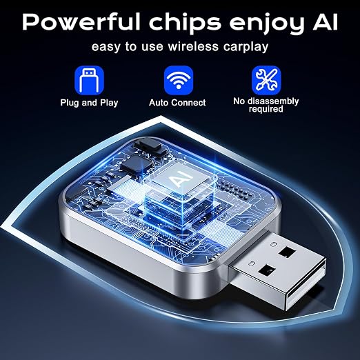 CarPlay Wireless Adapter for iPhone & Android Auto,Plug and Play Mini Size 2 in 1 Apple Wireless CarPlay Adapter,Easy Setup Fit Android & iOS 10+,Extension Cable USB & USB-A/Type-C,Stable Control