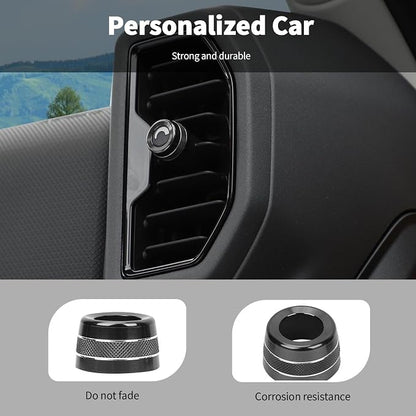 Linskip Aluminum Vent Knob Covers Compatible with Ford Bronco Sport 2021-2024, Dash Air Vent Knob Trim Kit for Bronco Sport Interior Accessories(Black)