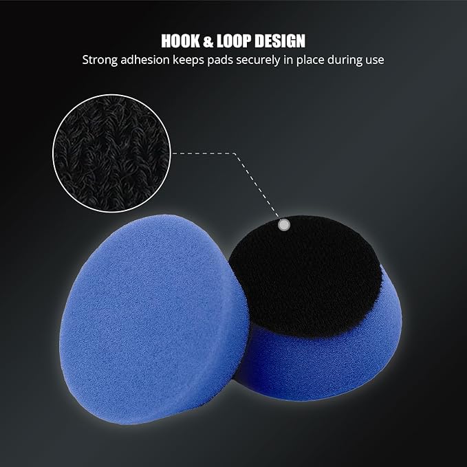 SPTA PRO Blue Mini High-Cut Foam Polishing Pad Sets, 5Pcs 2inch/50mm Sponge Polishing Buffing Pads, Car Foam Detail Polishing Pad Kit for Car Detail Polishing, Small Area Polishing -FF202-5