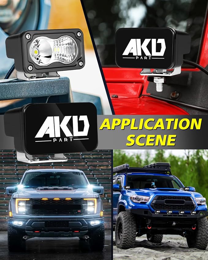 LED Pods with Wiring Harness & Black Covers 3" 40W CREE LED Ditch Lights Spot Flood Combo Offroad Driving Lights for Trucks Motorcycle SUV UTV ATV Dirt Bike