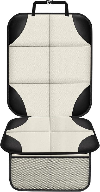 XHYANG Car Seat Protector 1 Pack Car Seat Cushion Mat Thickest Padding,Waterproof 600D Fabric Car Seat Covers for Non-Slip Backing Mesh Pockets for Baby and Pet (Beige, 1 Pc)