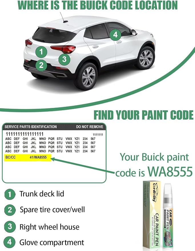 Ebony Twilight Metallic(GB8/WA384A) Touch Up Paint Pen for Buick,Car Paint Scratch Repair Pen Quick and Easy Fix Auto Paint Scratch