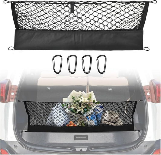 Envelope Style Trunk Cargo Net Compatible with Toyota RAV4 2015 2016 2017 2018,Highly Elastic Trunk Cargo Net for SUV RAV4 Accessories, Upgraded Storage Bag & Heavy Duty Carabiners