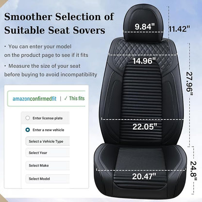 Coverado Car Seat Covers Full Set, Leather Seat Covers for Cars, Waterproof Front and Rear Automotive Seat Cover Car Accessories Universal Fit for Most Cars SUV Trucks(Black)