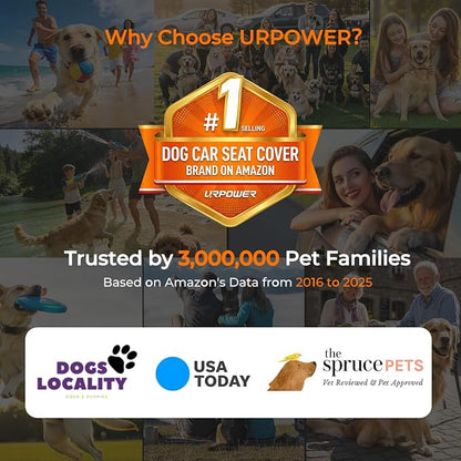 URPOWER 2026 Upgraded Back Seat Extender for Dogs - Large Hard Bottom Dog Car Seat Cover Holds 550lbs, Waterproof Dog Hammock Pet Bed with High-Density Foam Non-Slip Backseat Protector