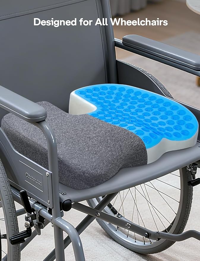 Medisana Gel Wheelchair Cushions for Pain Relief，GC 150G Seat Cushion for Tailbone, Sciatica, Back & Hip Support, Ergonomic Office Chair Cushion for Office, Car Seat & Wheelchair (Grey-19×16"×2.8")