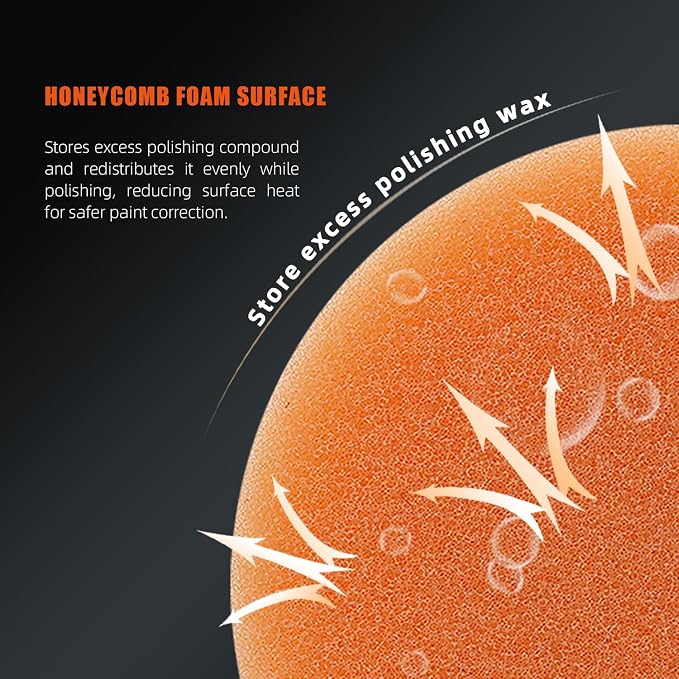 SPTA Orange T40 Orange Medium-Cut Polishing Pads, 5Pcs 2inch/50mm Sponge Polishing Buffing Pads, Car Foam Detail Polishing Pad Kit for Car Detail Polishing, Small Area Polishing -FPTSS2O