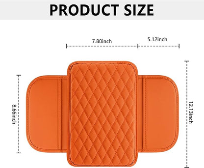 Stacool Upgraded Car Center Console Cover,Microfiber Leather Car Armrest Cover Cushion with 2 Storage Bags,Universal Car Armrest Storage Box (Orange)