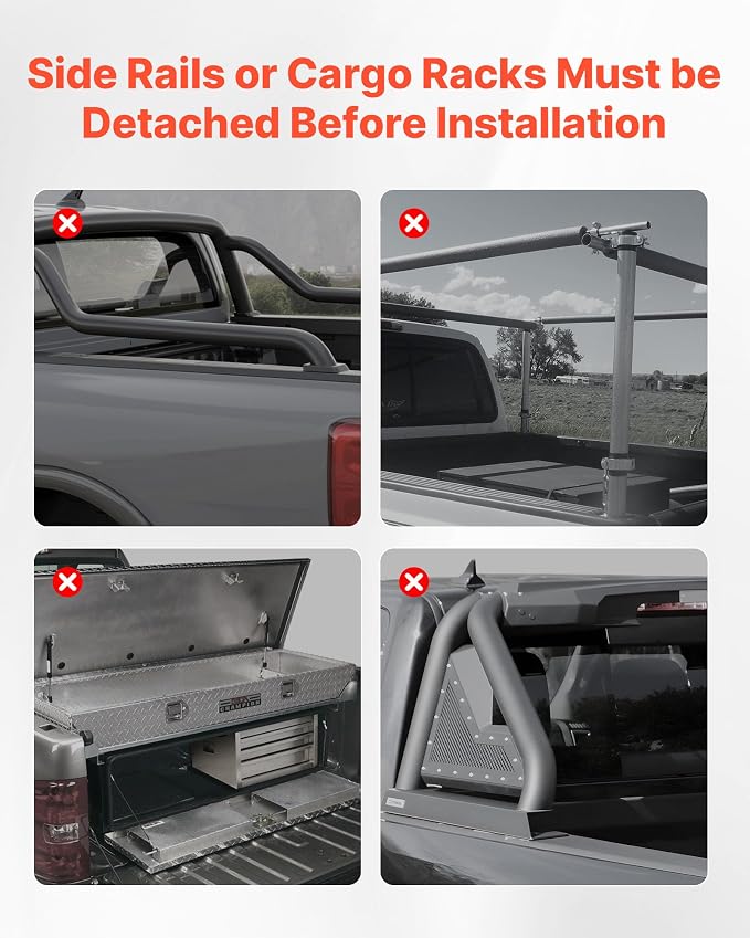 VEVOR Soft Roll-Up Truck Bed Tonneau Cover, Compatible with 2017-2026 Ford F-250/350/450 Super Duty, Fits 6.8 ft (6 ft 10 in/82 in) Bed, Triple-Layer PVC Tonneau Cover with Three Aluminum Alloy Bars