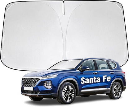 Windshield Sun Shade for Hyundai Santa Fe 2013-2023 Sunshade 300T Windshield Cover Protector Blocks UV Rays Custom Fit Santa Fe Front Window Shades Windshield Accessories Keep Cool Foldable