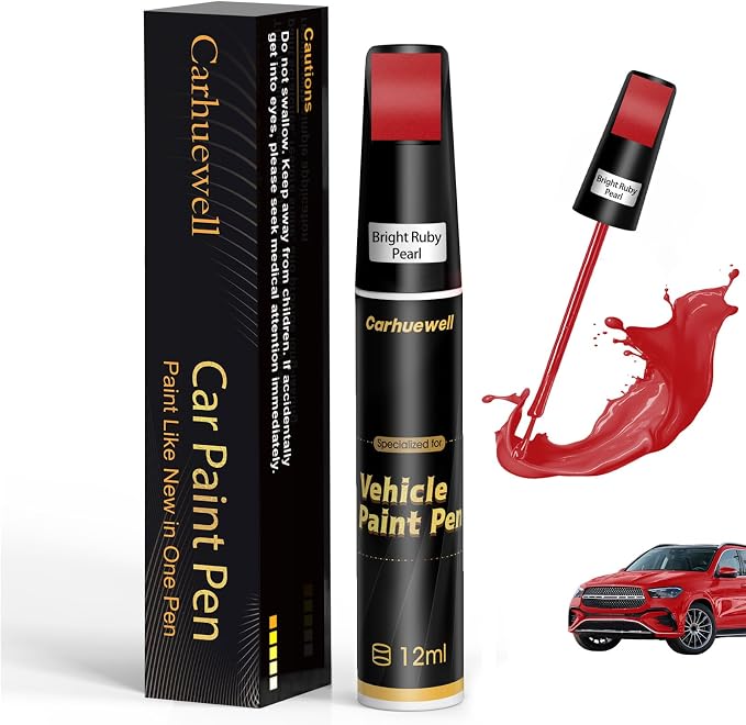Red Touch Up Paint for Cars, Auto Car Paint Touch Up Paint Pen for Deep Scratches, Car Scratch Repair Pen, Quick and Easy Solution to Repair Minor Automotive Scratches (Bright Ruby Pearl)