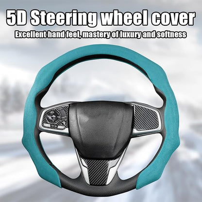 Mandark Car Steering Wheel Cover, Suede Sport Vehicle Steer Wheel Protector Fitting 15 Inch, Non-Slip Comfortable Automotive Interior Decoration Accessories, Universal for Most Cars (Blue)