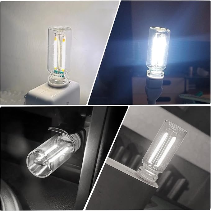 2PCS USB Lights for Car, Touch Dimmable Retro Car Lamp Interior LED Ambient Lighting, Portable Mini Glass Bottle LED Bulb Night Light for Vehicle Bedroom Hallway Camping Holiday Decoration (White)