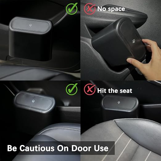 Ginsco Mini Car Trash Can with Lid, Small Car Garbage Can, Cute Leakproof ABS Car Trash Bin, Car Accessories for Interior, Garbage Bin for Car, Home, Office with 60pcs Trash Bags Black