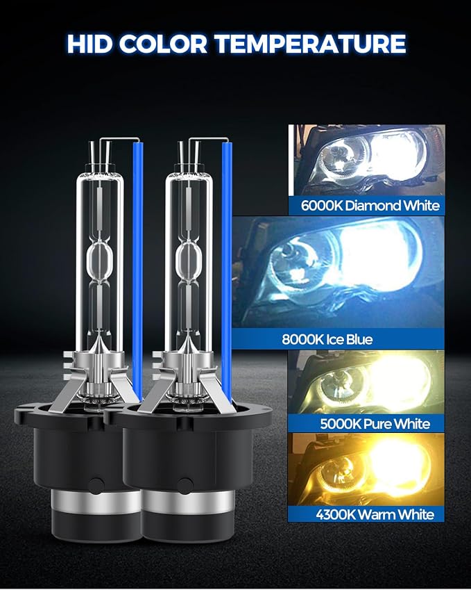 Marsauto D4S D4R HID Bulbs, 66440 42402 42402WX Bulbs, 35W D4S 8000K White Blue, Up to 350% Brightness, Pack of 2