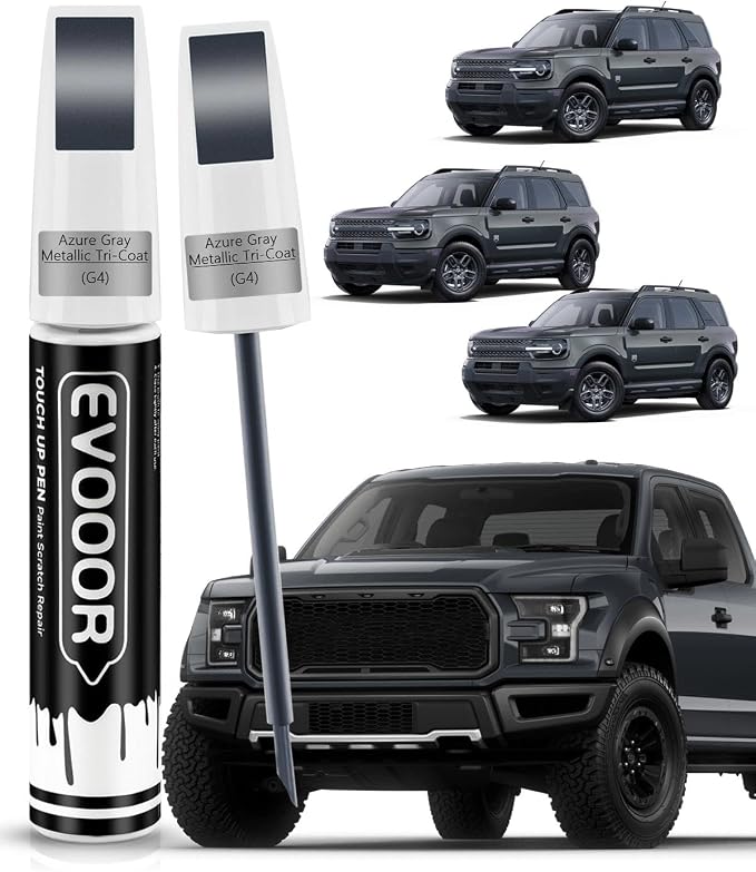 Touch Up Paint for Ford – Exact Match 2 in 1 Paint Pen for Chips and Nicks Repair (Azure Gray Metallic Tri-Coat(G4))