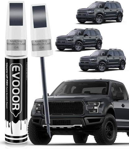 Touch Up Paint for Ford – Exact Match 2 in 1 Paint Pen for Chips and Nicks Repair (Azure Gray Metallic Tri-Coat(G4))